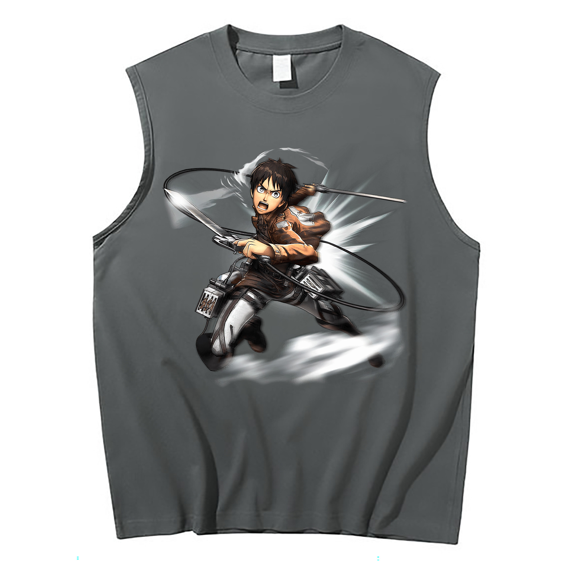 （画像用） 進撃の巨人 エレン･イェーガー Attack on Titan Eren Jäger コットン100％タンクトップ（フロントプリント）